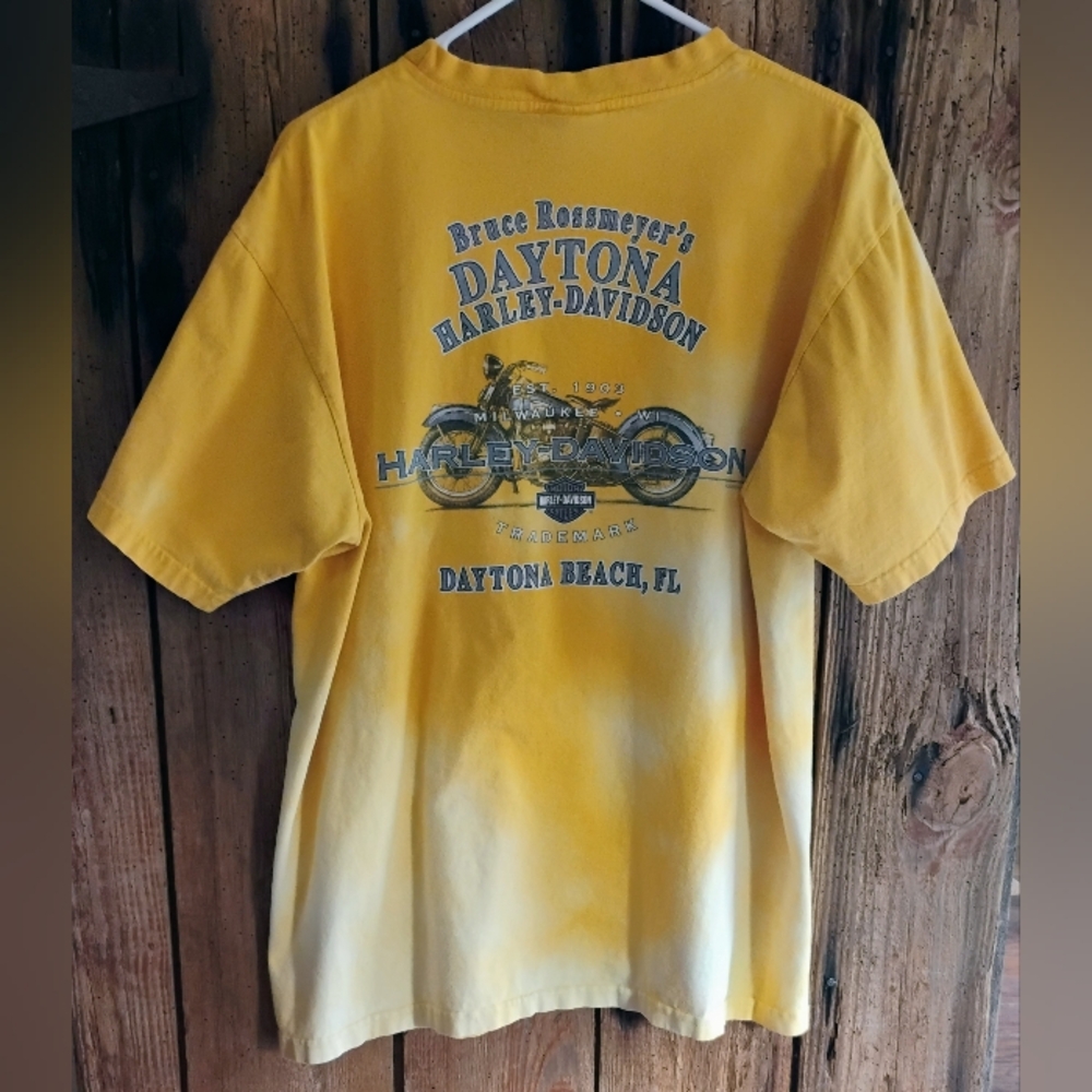 Men's Vintage Harley Davidson T-shirt Yellow Tie Dye Sz XL Cotton